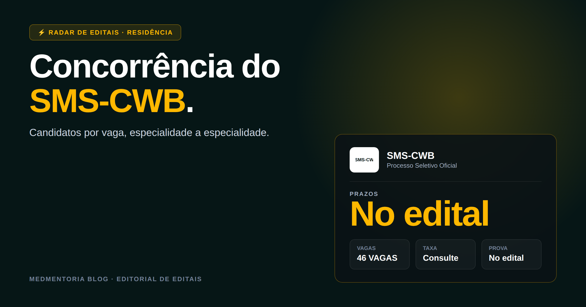 Concorrência SMS-Curitiba 2027: 1.084 candidatos disputam 46 vagas de Residência Médica; veja a relação por especialidade