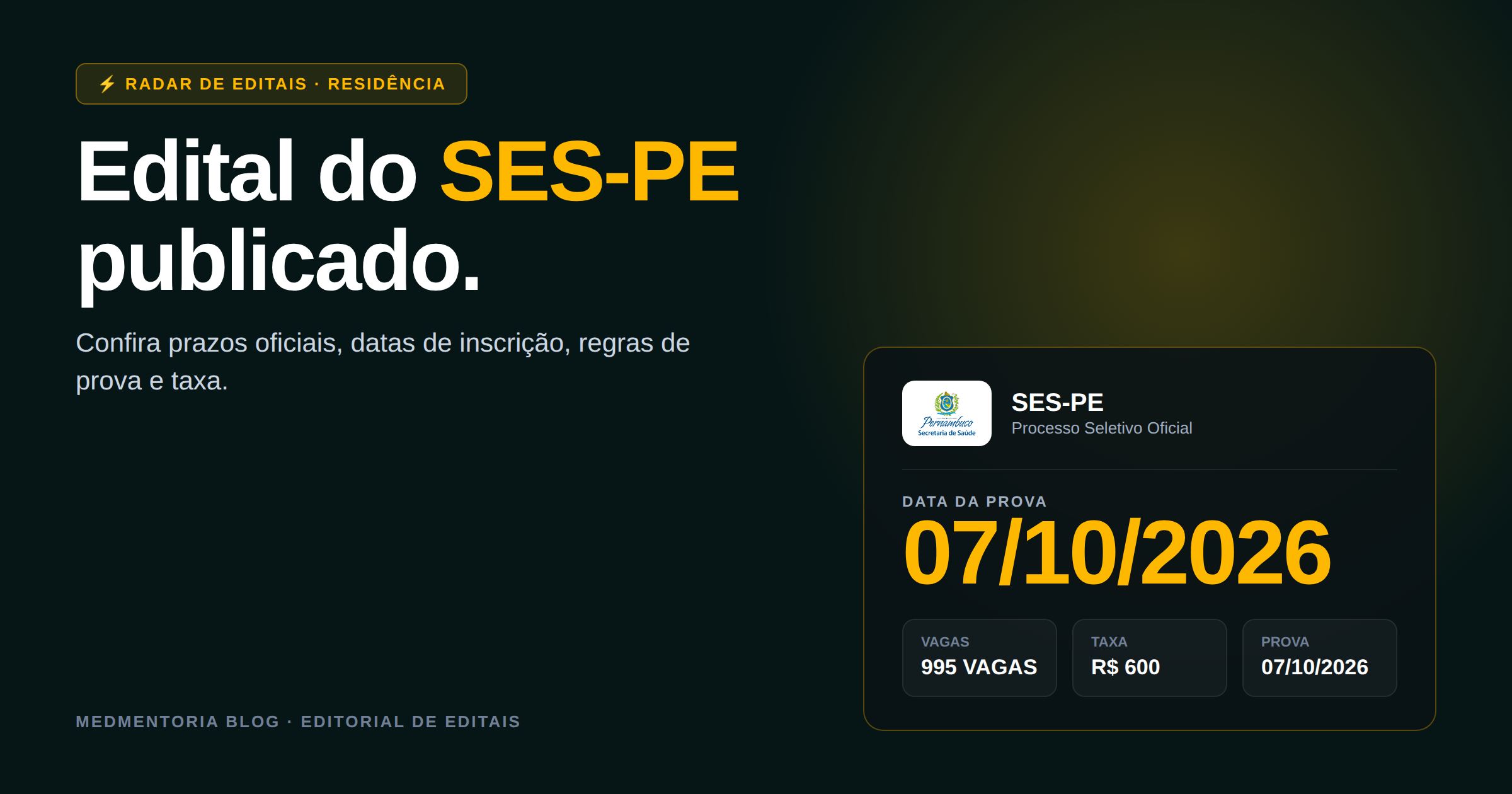 Edital SES-PE para Residência Médica 2027: Prova Objetiva Já Tem Data Prevista!