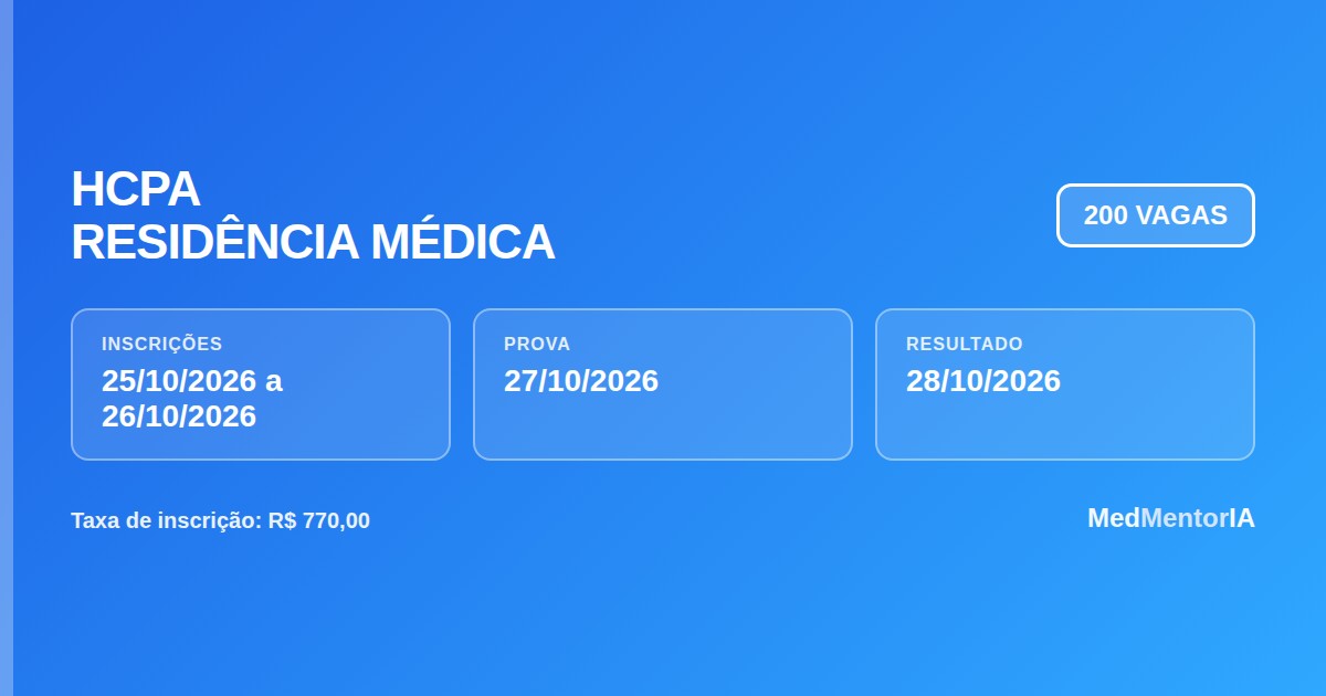 HCPA 2027: Inscrições Abertas para a Residência Médica com Mais de 200 Vagas