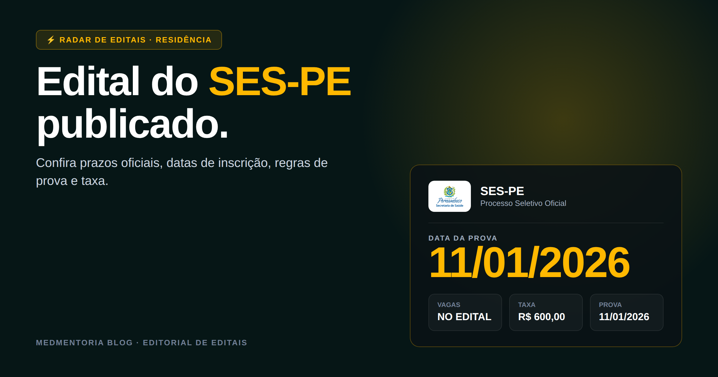 Residência Médica SES-PE 2027: Datas Oficiais, Estrutura da Prova e Estratégia de Preparação