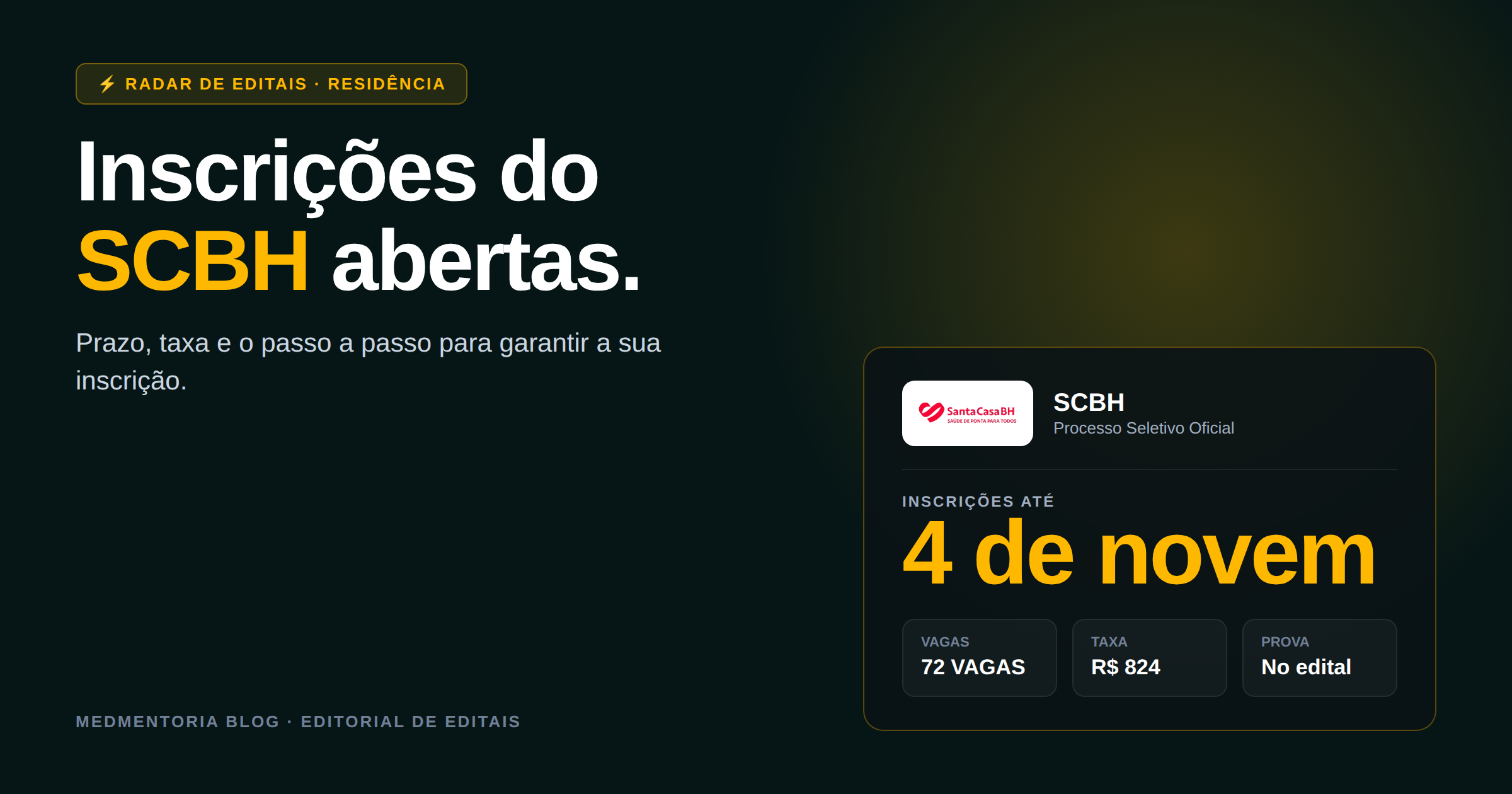 SCMBH abre inscrições para Residência Médica 2027 com 72 vagas e taxa de R$ 824